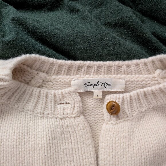 Simple Retro cropped wool cardigan - Picture 3 of 4